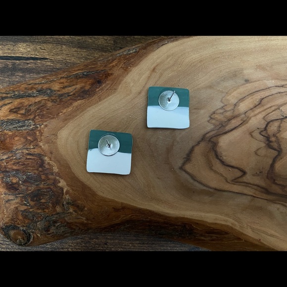 Handmade Clay Square Studs - Forest Greens Series - Picture 4 of 5
